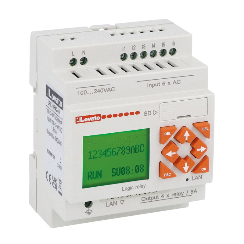 Микро ПЛК Lovato LRK10RA240 с дисплеем, питание 100–240 В AC