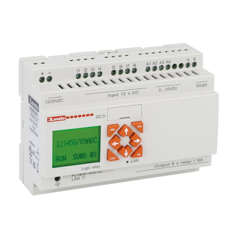 Микро ПЛК Lovato LRK20RD024RS с дисплеем, Ethernet и RS-485